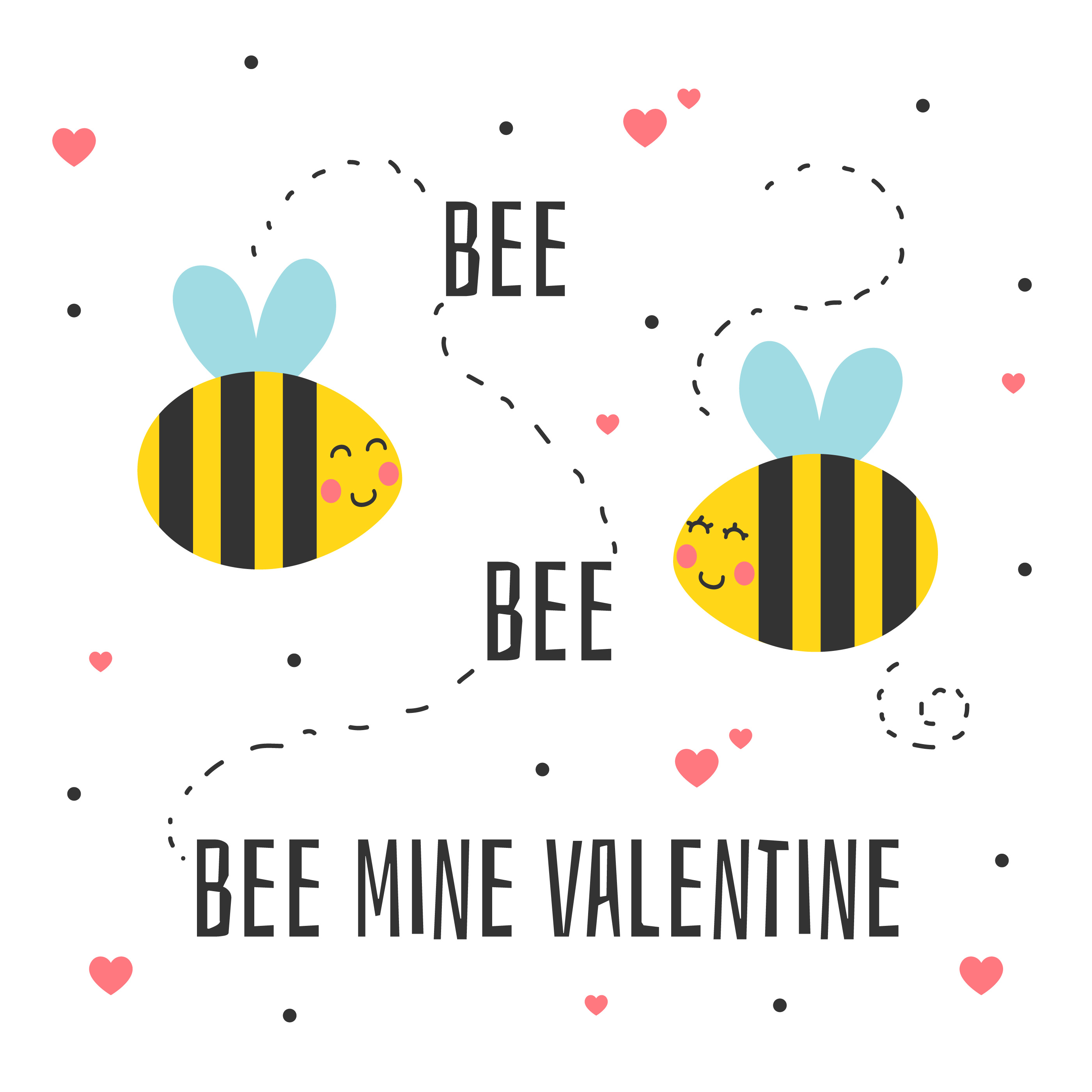 Bee Mine Valentine Card Vector Pro Vector