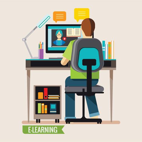 Online Education, Distance Online Learning  vector