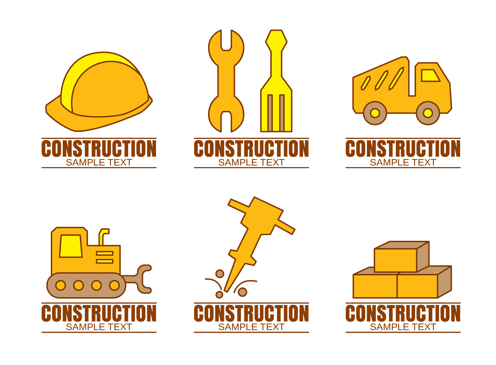 Construction Logos On White Vector 180428 Vector Art at Vecteezy