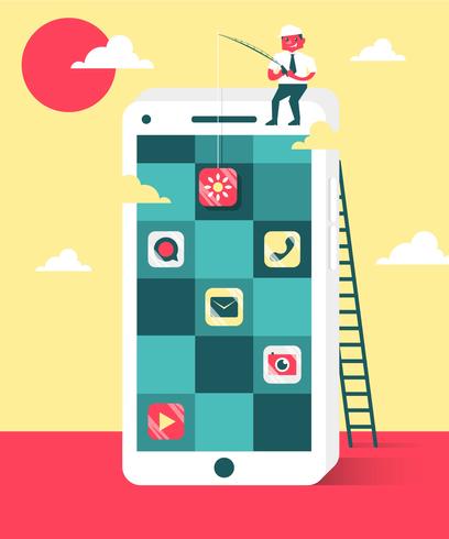 Software Engineers Smartphone Apps Flat Illustration Vector