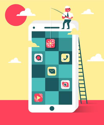 Software Engineers Smartphone Apps plana ilustración vectorial vector