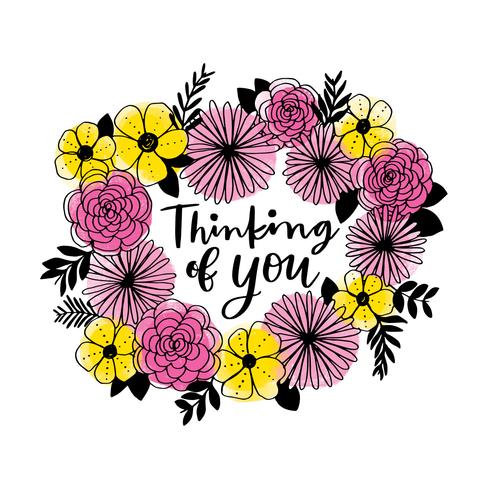 Thinking of You Floral Wreath vector