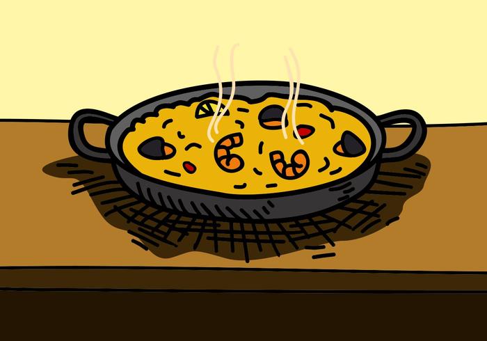 Paella With Seafood On Pan vector