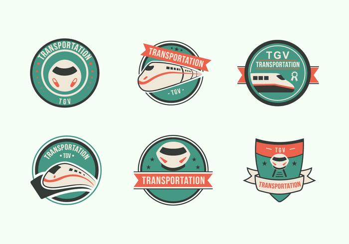 High speed rail TGV city train flat icon label vector