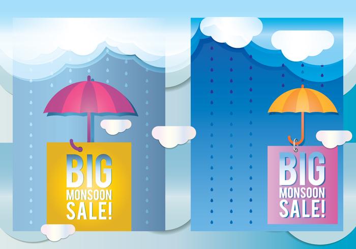 Monsoon Sale Season Poster vector