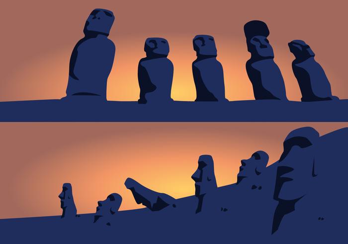 Silhouettes Of Easter Island Idols vector