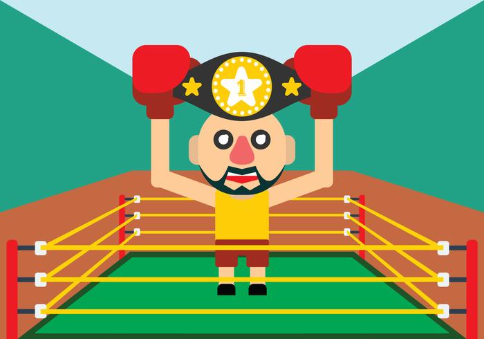 Wrestler Holding Champion Belt vector