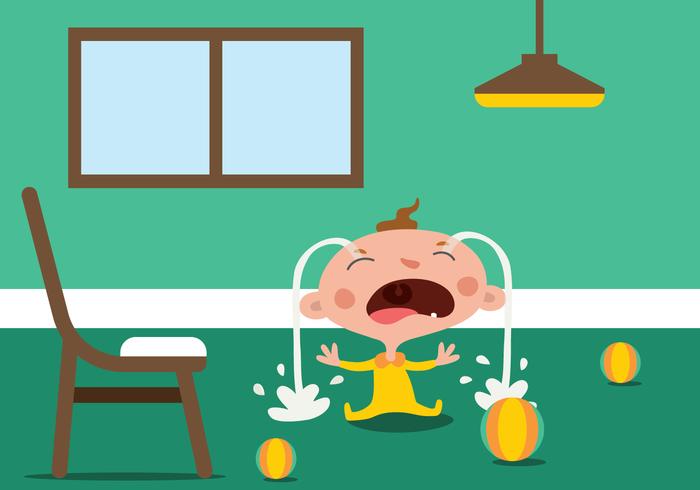 Vector Illustration Of Cartoon Baby Crying