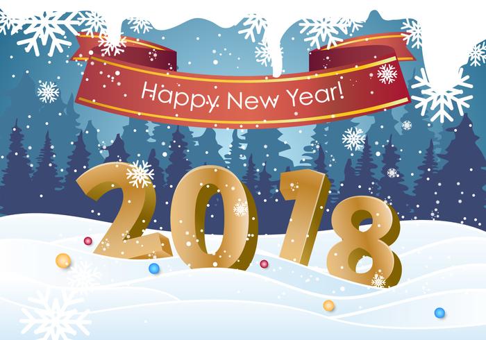 Feliz año nuevo 2018 fondo vector