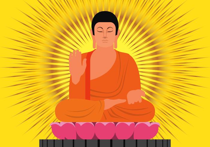 Ilustración de Buda en posición de protección vector