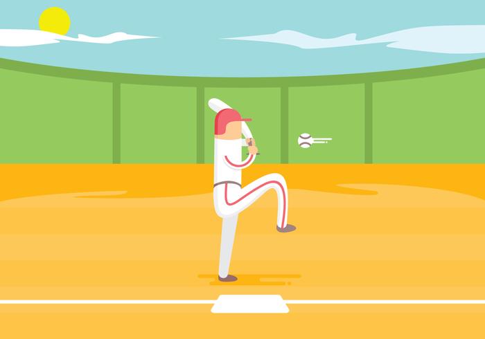 Softball Players In Stadium vector