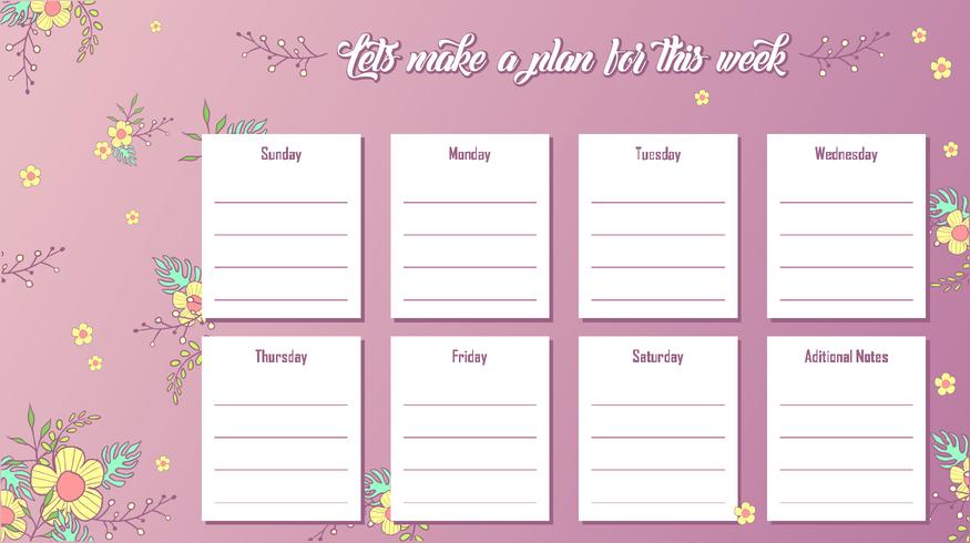 Weekly Desk Plan Free Vector