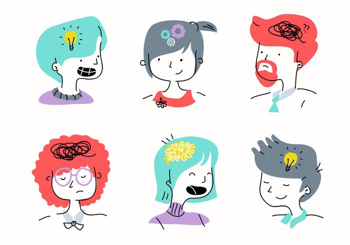Ilustración de vector de personas mente emoción carácter Cartoon