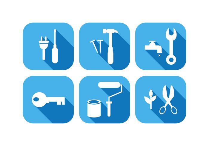 Iconos de herramientas de trabajo en Vector de diseño plano