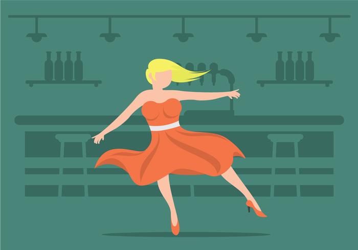 Cute Girl in a Poodle Skirt Illustration vector