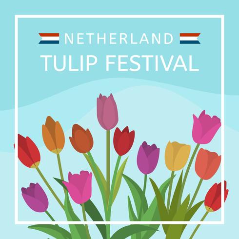 Ilustración de vector de festival de tulipán de Holanda plana