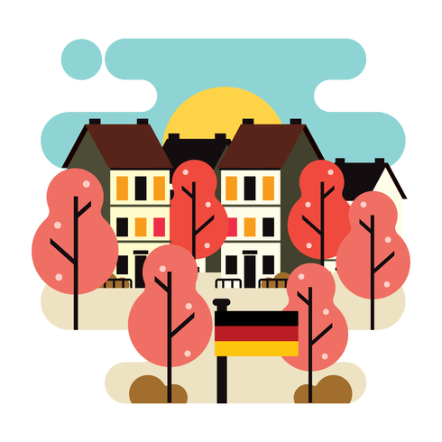 Ilustración de estilo plano de primavera Bonn Alemania vector