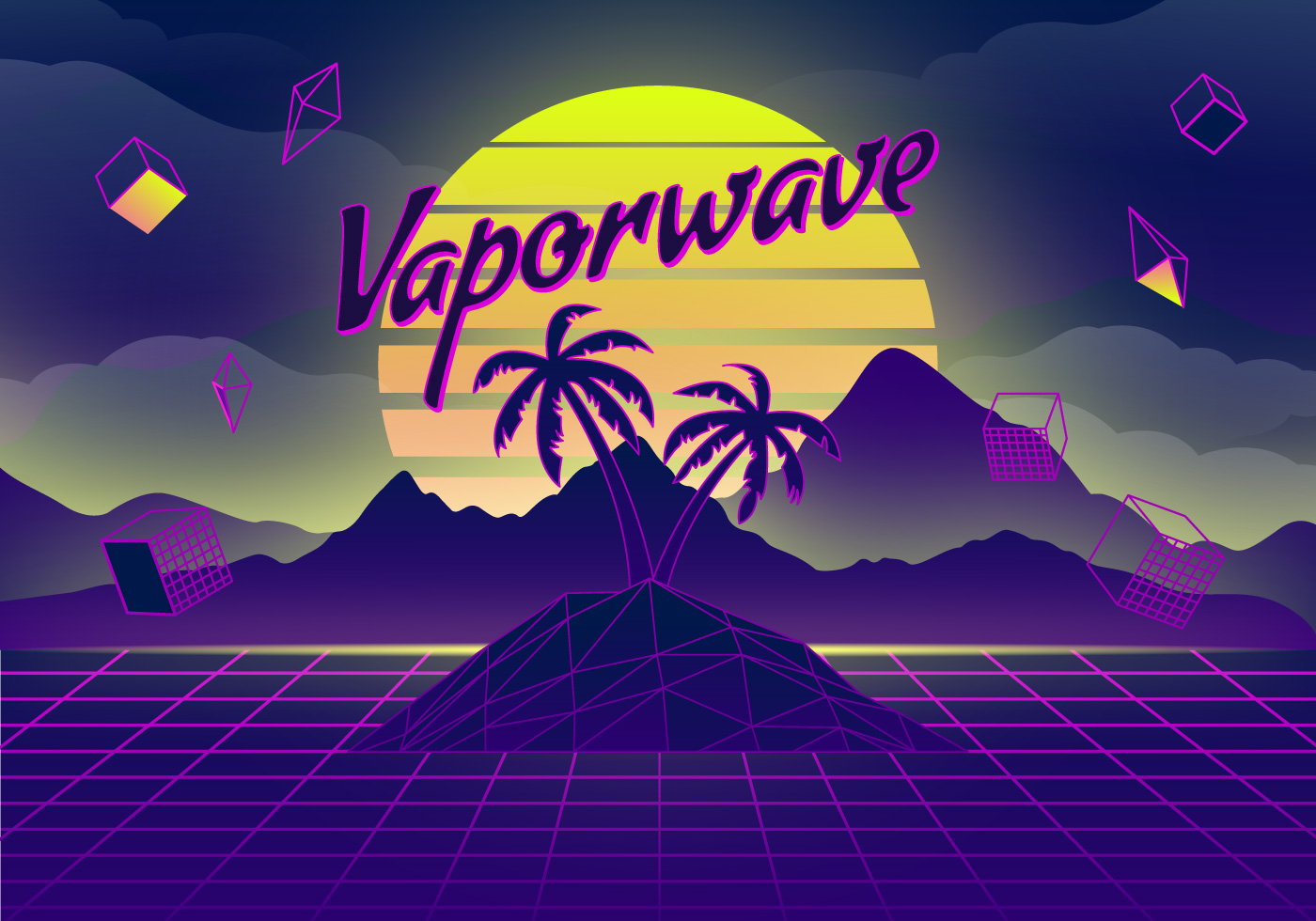 Vaporwave Background Illustration Download Free Vectors, Clipart