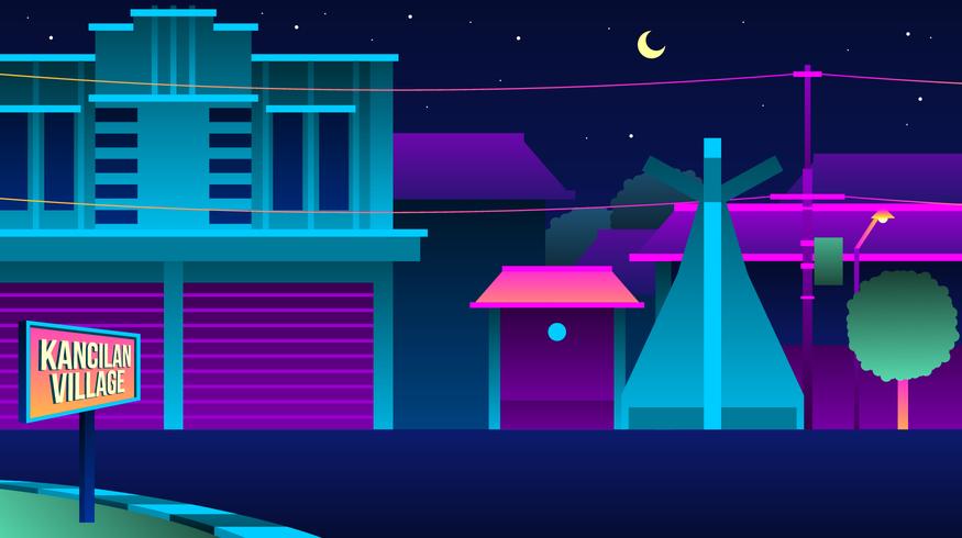 Vaporwave Kancilan Village Vector