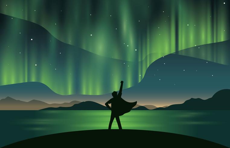 Kid Yelling On Northern Light vector