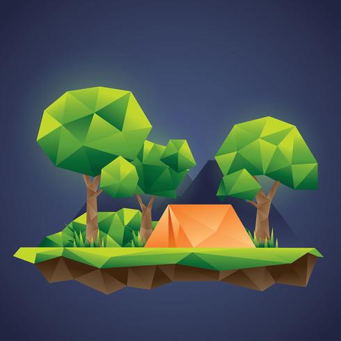 Vector de Lowpoly Forest Camp