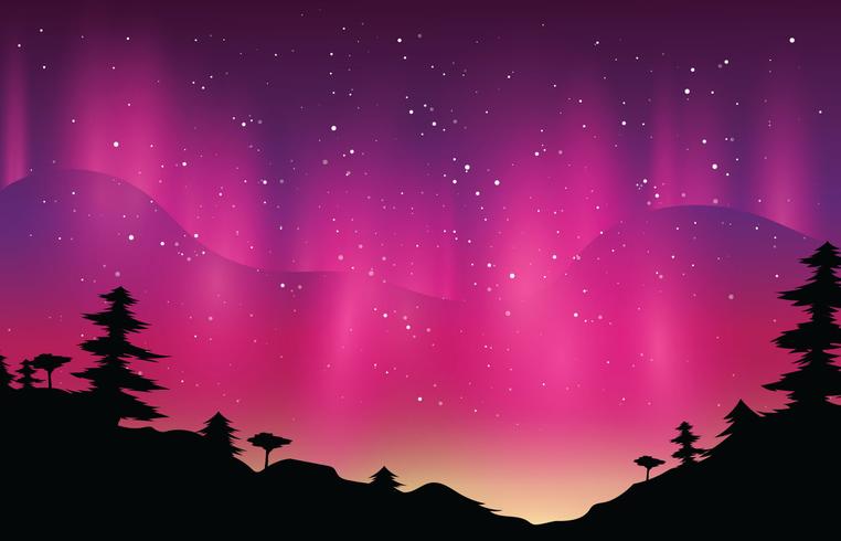 Magenta Northern Lights vector