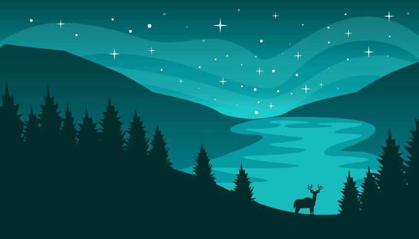 Northern Lights landscape Vector