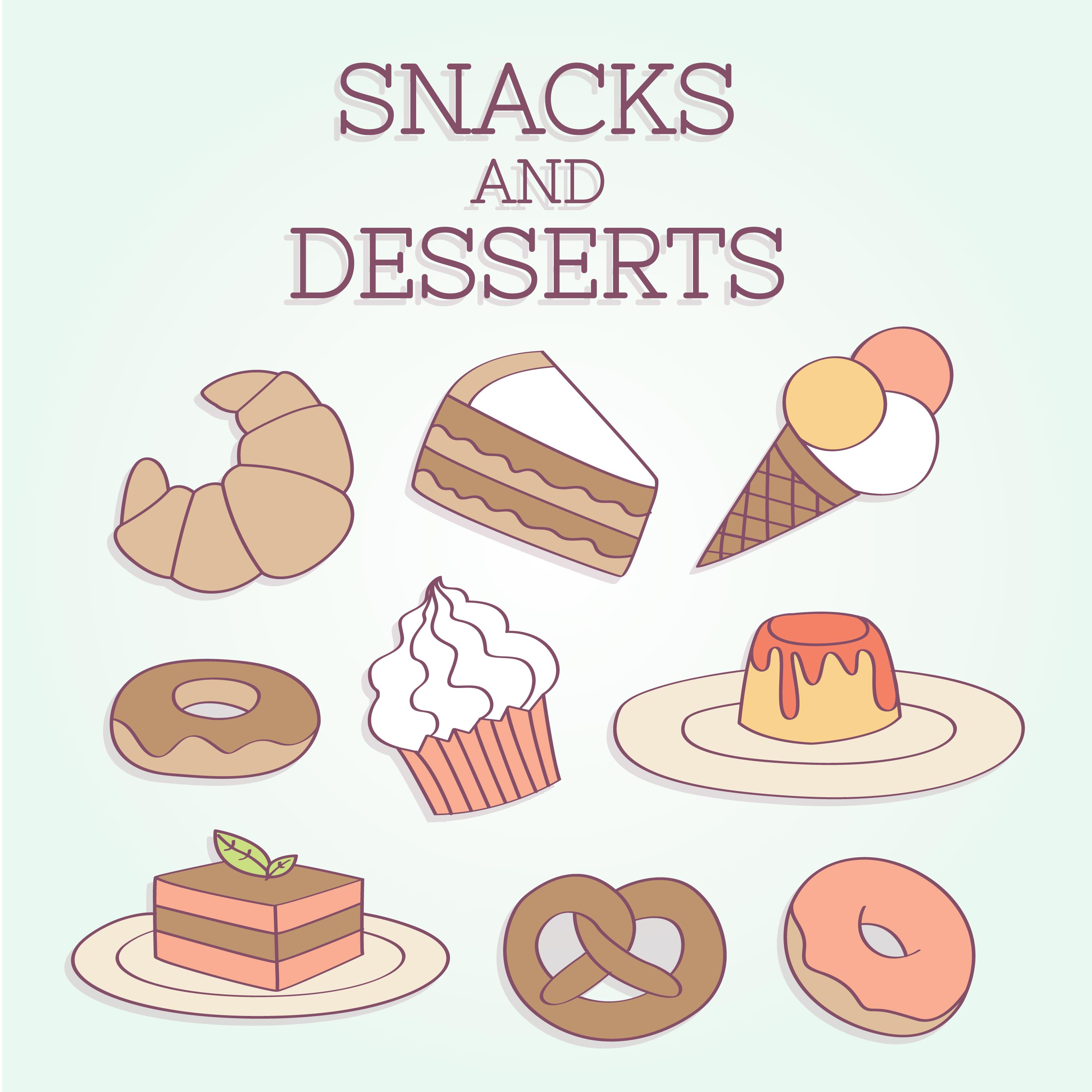 Hand Drawn Snacks and Desserts Vector 180817 Vector Art at Vecteezy