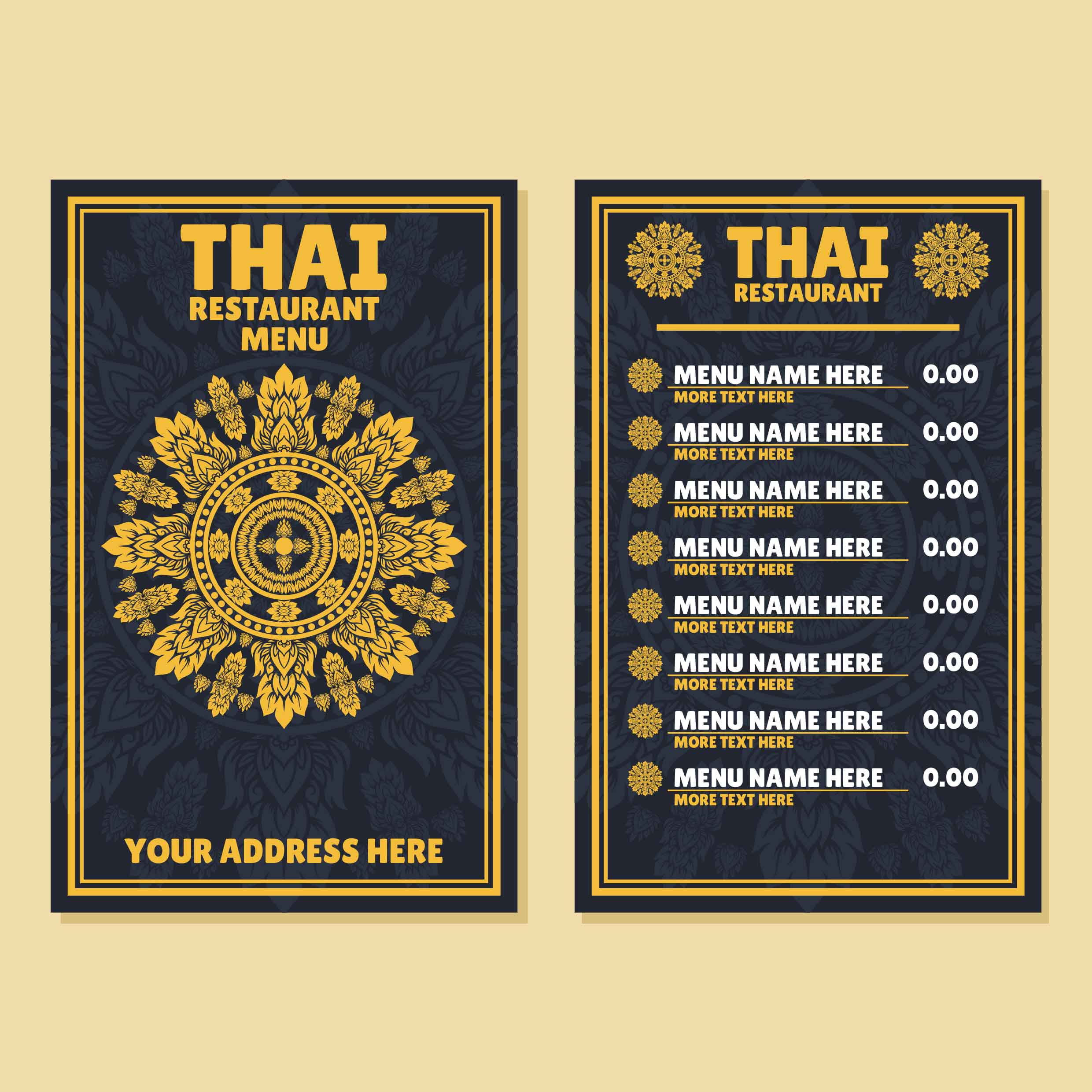 Thai Menu Template Download Free Vector Art Stock Graphics Images Thai Restaurant Menu Templates Free