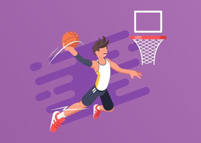 Jugador de baloncesto en acción vector