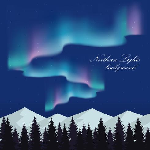 Ilustración de paisaje de aurora boreal vector