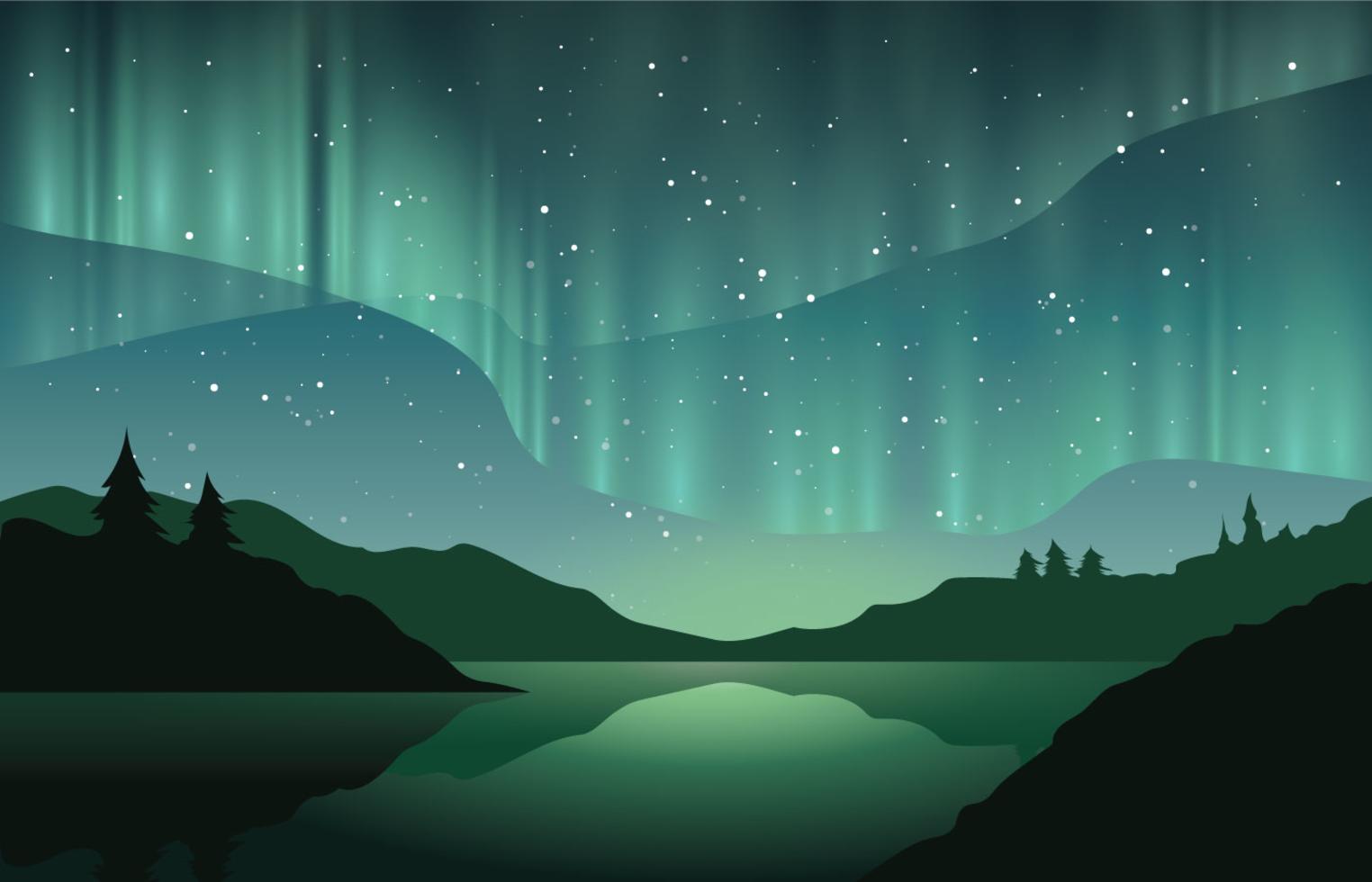 Beautiful Northern Lights 180838 Vector Art at Vecteezy