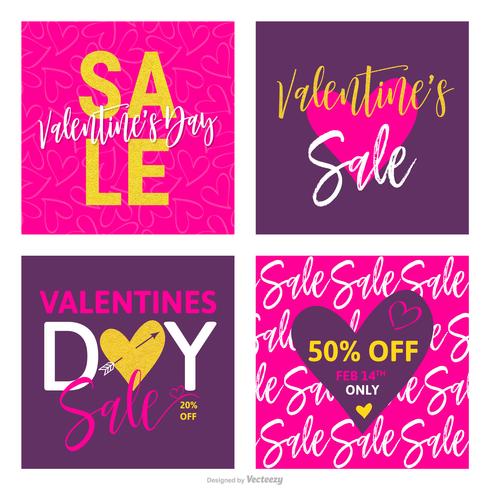 Valentines Day Sale Vector Cards