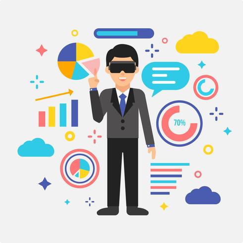 Businessman Playing Virtual Reality Vector - Download Free Vector Art, Stock Graphics & Images