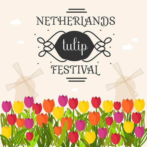 Países Bajos Tulip Festival Poster Vector