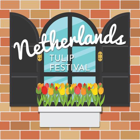 Netherlands Tulip Festival vector