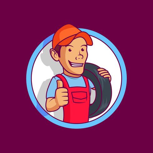 Tire Mechanic Vector Illustration