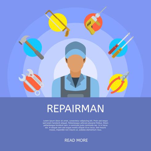 Ilustración de Vector de hombre reparación plana