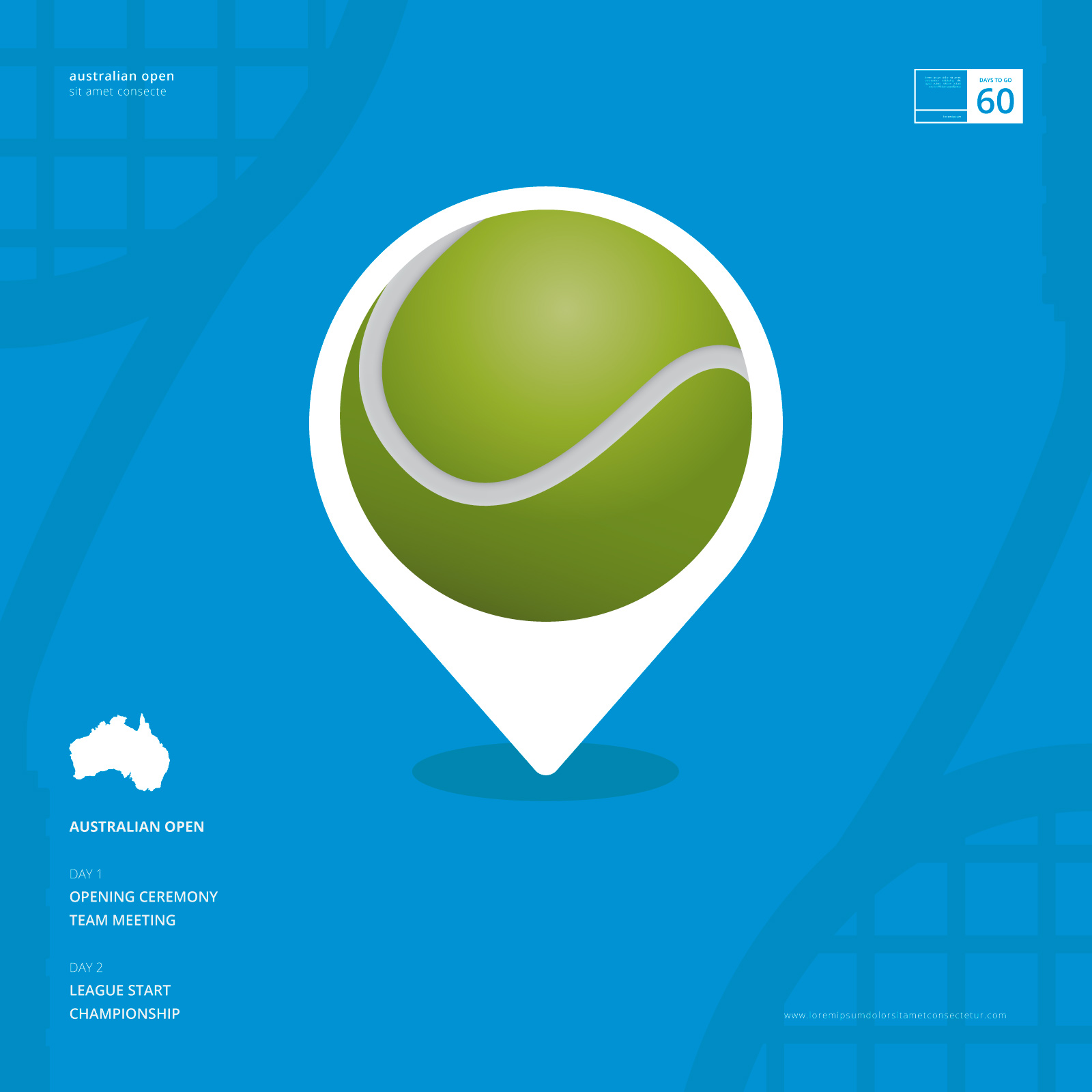 Australian Tennis Championship and Australian Map Illustration 180966