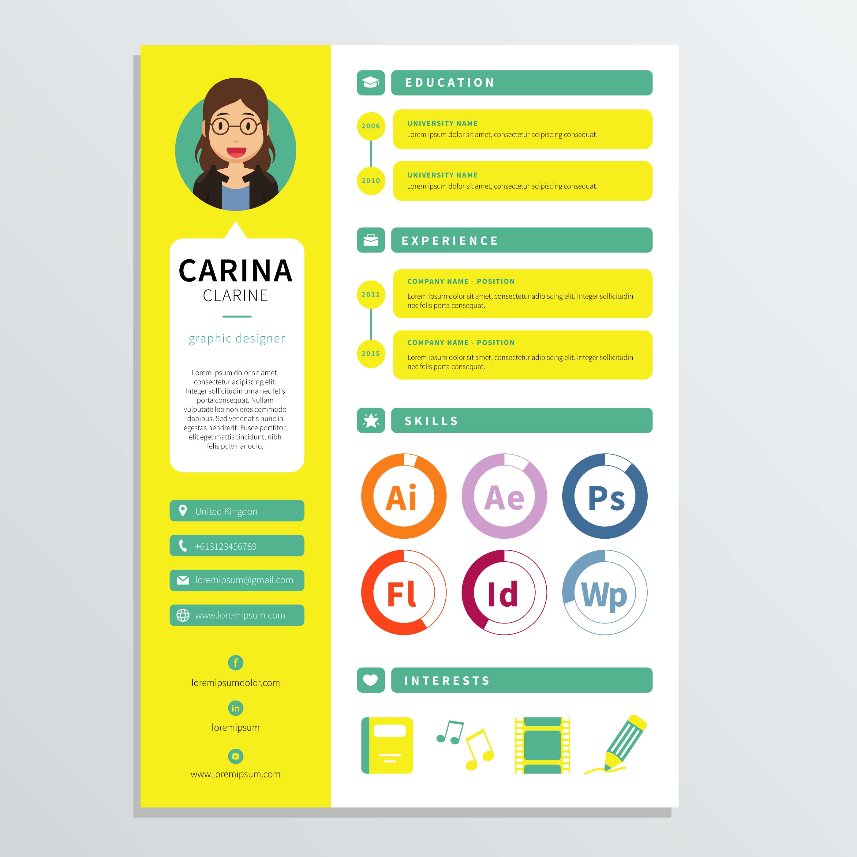 graphic Designer Resume Template - Download Free Vectors ...