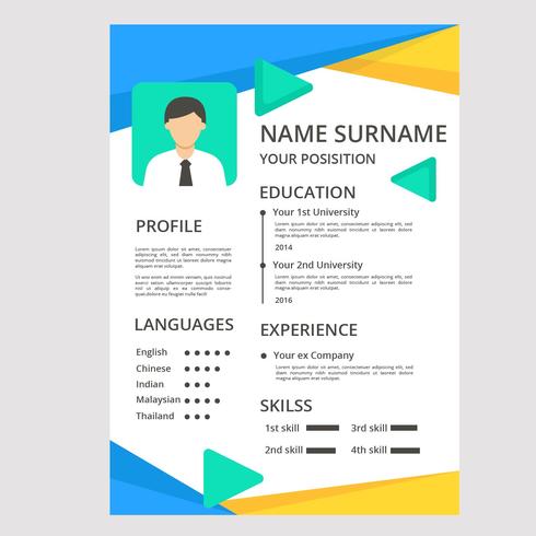 Curriculum vitae moderno en vector de plantilla de estilo poligonal