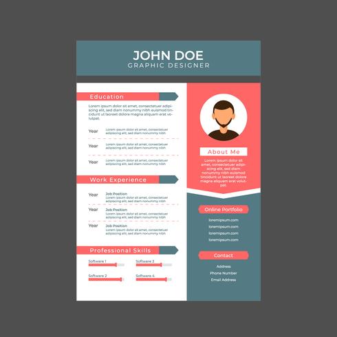 Graphic Designer Resume, A4 Size vector