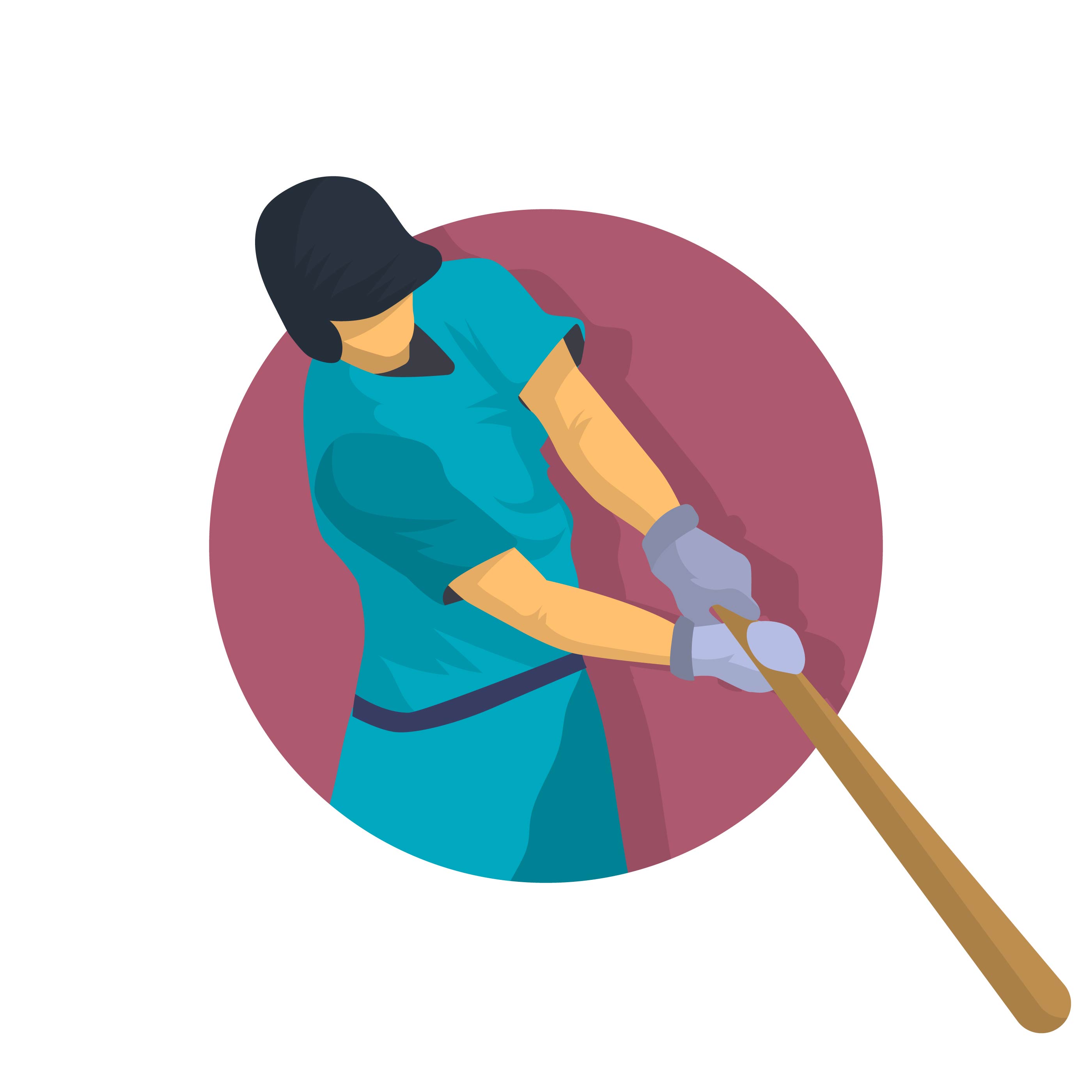 Download Flat Vintage Baseball Player Vector Illustration ...