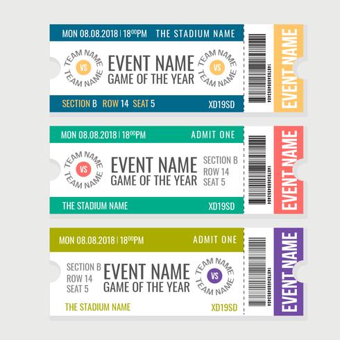 Entradas para eventos deportivos Vectoriales vector