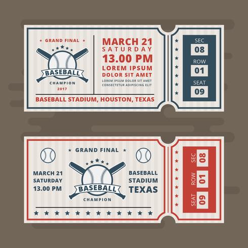 Invitation Tickets for Baseball Vector