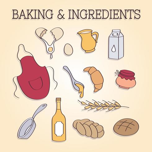 Baking Ingredients and Utensils Vector