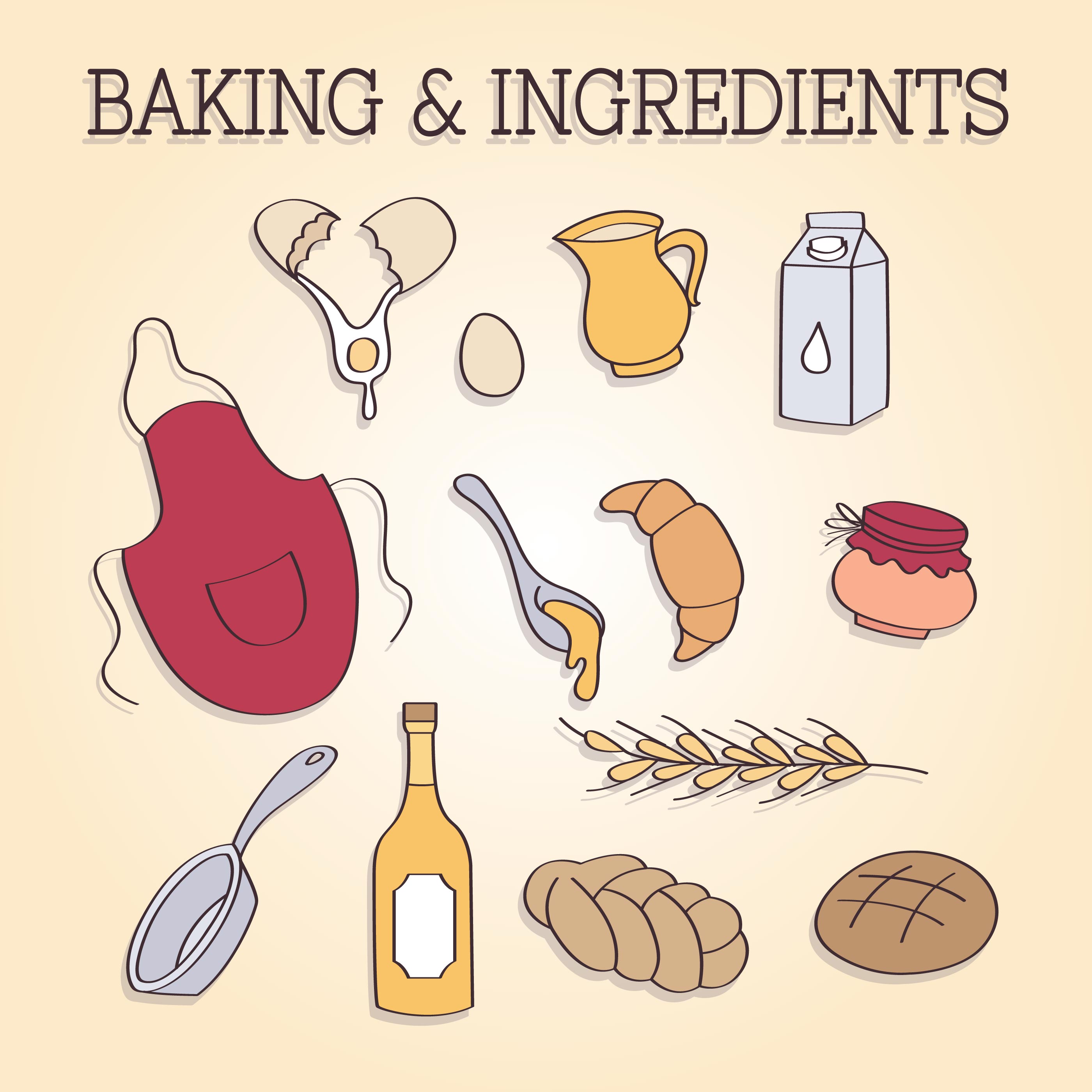 Baking Ingredients and Utensils Vector 181065 Vector Art at Vecteezy
