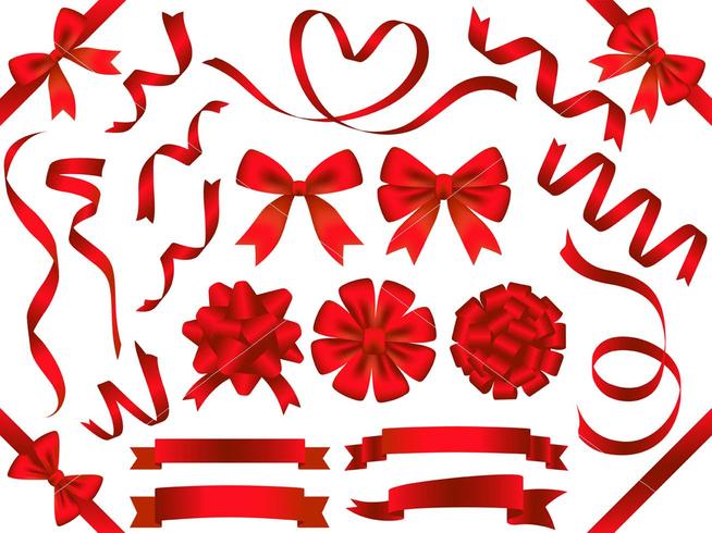 A set of assorted red ribbons. vector