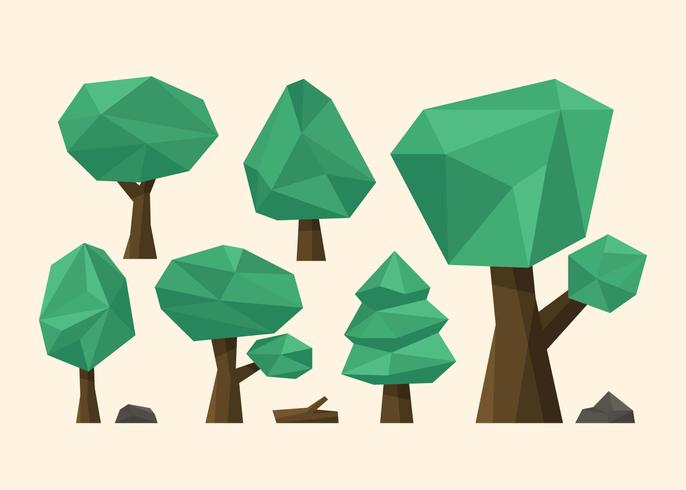 Árboles simples de Low Poly vector