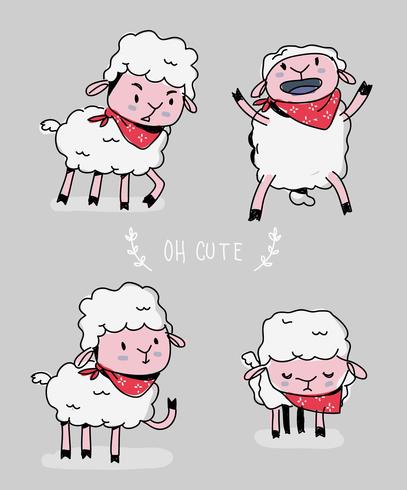 Cute Sheep Character Doodle Vector Illustration